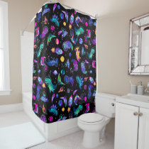 Dinosaur Astronauts Watercolor Space Kids Dino Shower Curtain
