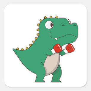 Dinosaur at Boxing with Boxing gloves Square Sticker