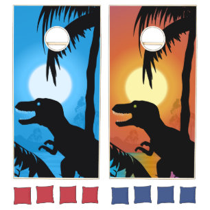 Dinosaur at Dusk and Dawn Cornhole Set