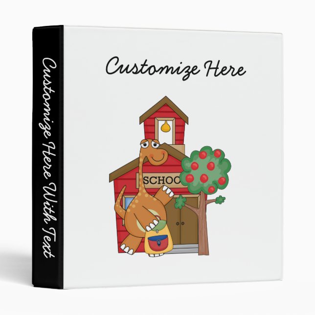 Dinosaur at School t-shirts and Gifts 3 Ring Binder (Front/Spine)