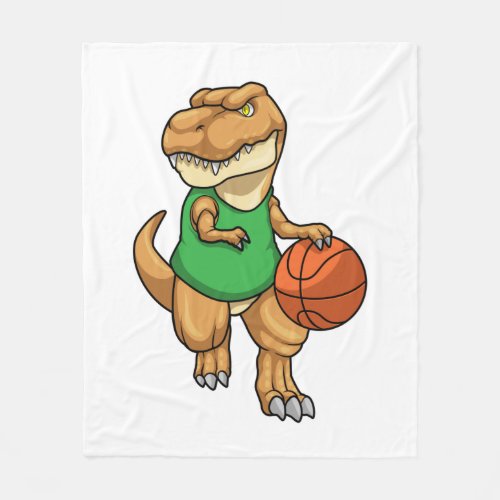 Dinosaur at Sports with Basketball Fleece Blanket