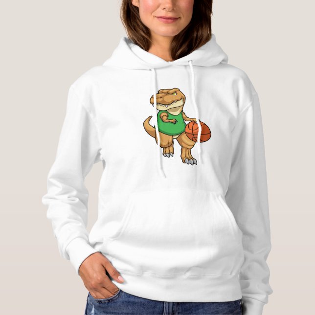 Dinosaur at Sports with Basketball Hoodie (Front)