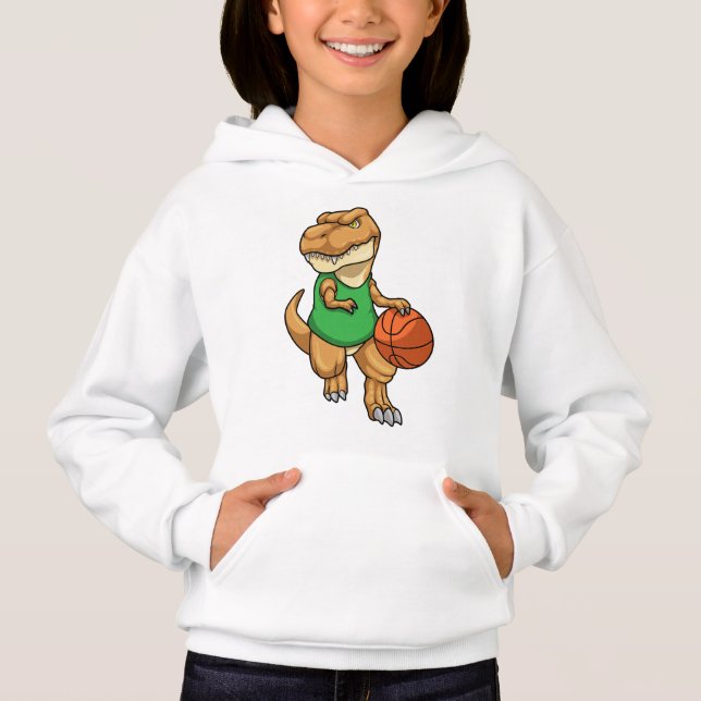 Dinosaur at Sports with Basketball Hoodie (Front)