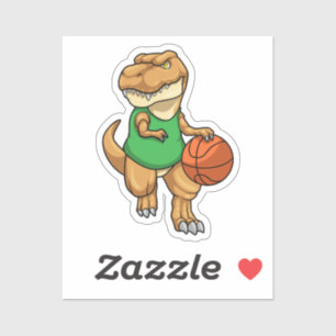 Dinosaur at Sports with Basketball Sticker