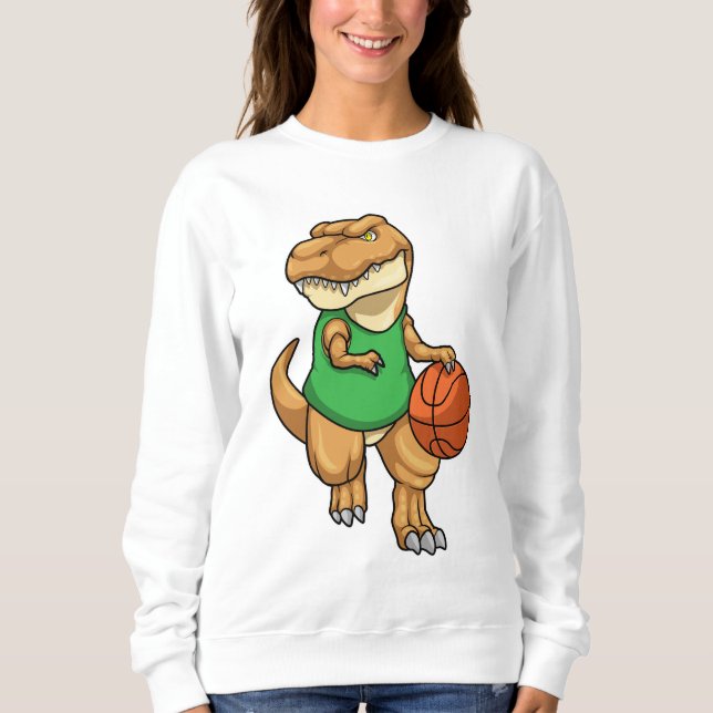 Dinosaur at Sports with Basketball Sweatshirt (Front)