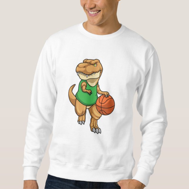 Dinosaur at Sports with Basketball Sweatshirt (Front)
