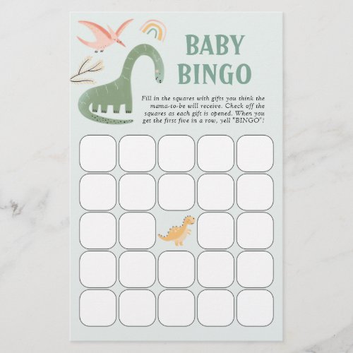 Dinosaur Baby Bingo Game