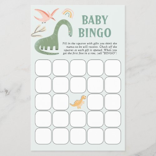 Dinosaur Baby Bingo Game