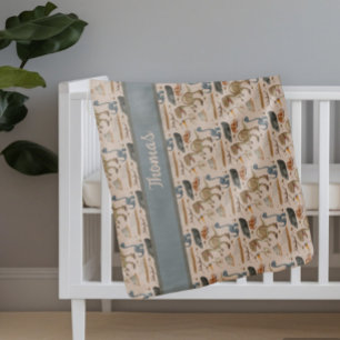 Dinosaur baby blanket, Beige blanket for newborns