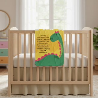 Dinosaur Baby Blanket with Custom Message