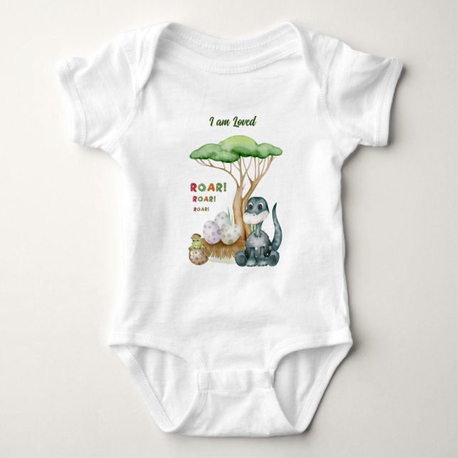 Dinosaur Baby Bodysuit | Customize Family T-Shirt (Front)
