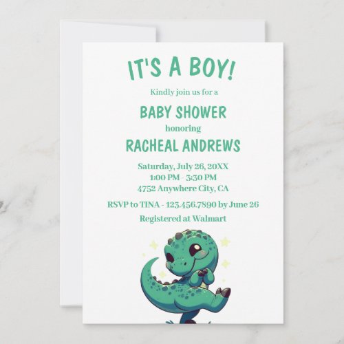 Dinosaur Baby Boy Baby Shower Invitation