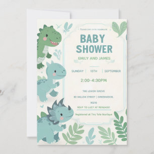 Dinosaur Baby Boy Shower Editable Card for Boys