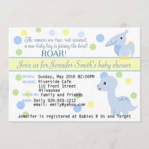 Dinosaur Baby Boy Shower Invitation customizable