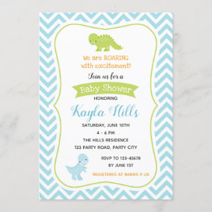 Dinosaur Baby Boy Shower Invitations (Pastel)
