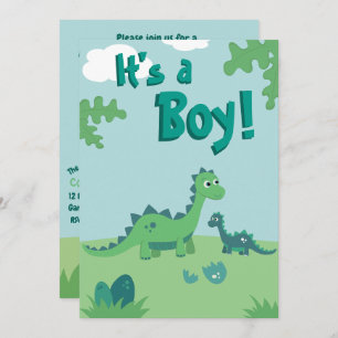 Dinosaur Baby boy shower party invitation