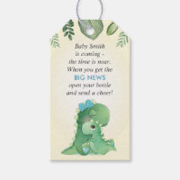 Dinosaur Baby Boy Shower Sprinkle Bottle Favor Gift Tags