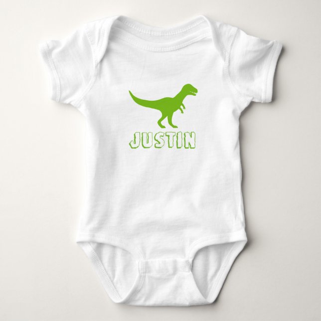 Dinosaur baby clothes personalized with kids name baby bodysuit (Front)
