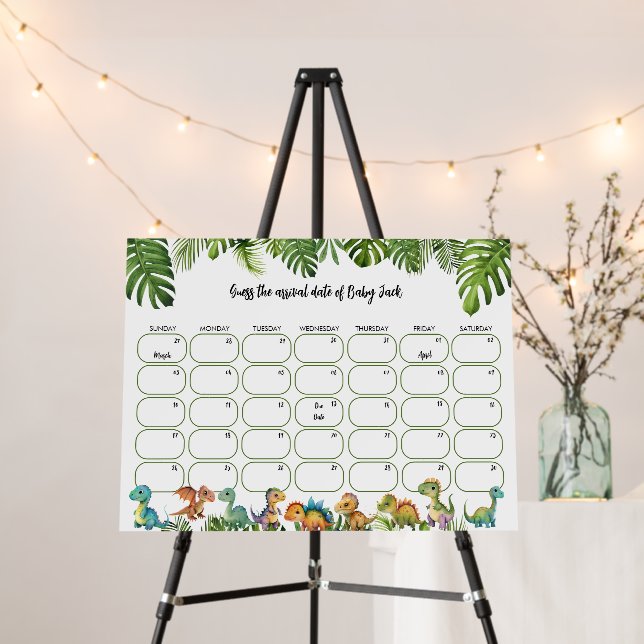Dinosaur Baby Due Date Calendar Foam Board (In Situ (Stand))