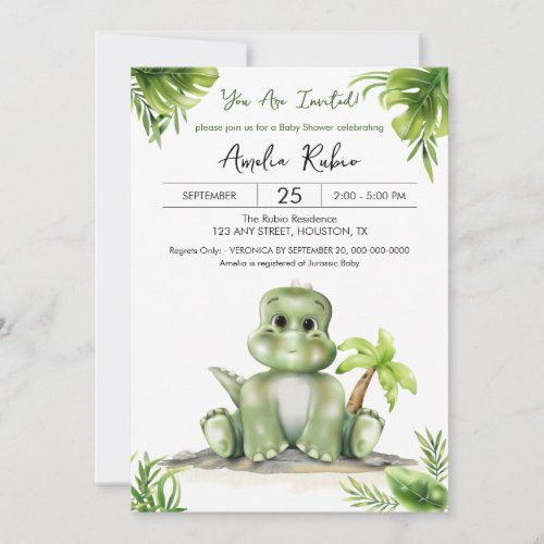 Dinosaur Baby Gender Neutral Invitation