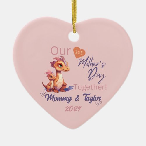  Dinosaur  baby Our First Mothers day Together Ceramic Ornament