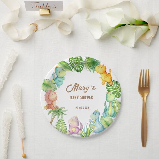 Dinosaur Baby Paper Plates (Wedding)