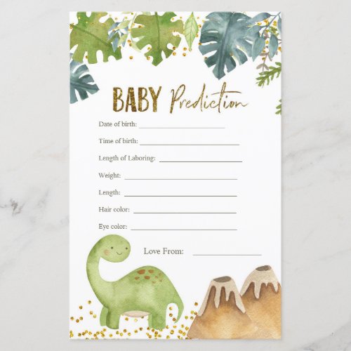 Dinosaur Baby Predictions Card