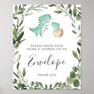 Dinosaur Baby Shower Address Envelope Sign