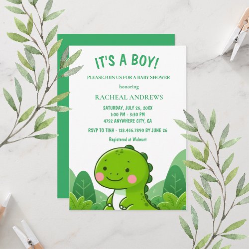 Dinosaur Baby Shower Baby Boy Invitation