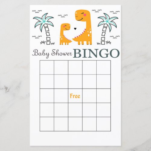 Dinosaur baby shower bingo cardDino bingo
