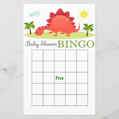 Dinosaur baby shower bingo cardDino bingo card