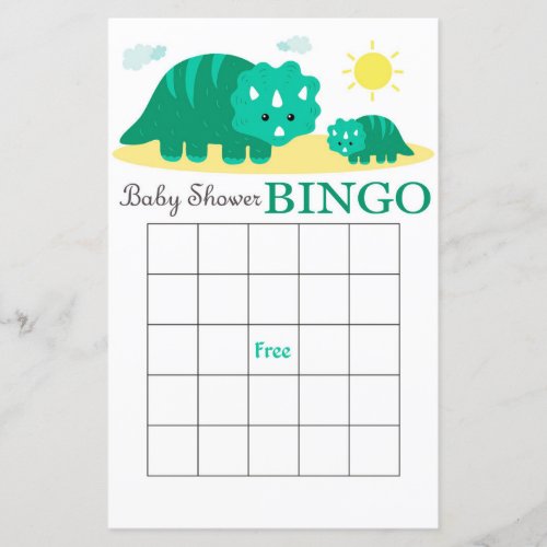 Dinosaur baby shower bingo cardDinosaur bingo
