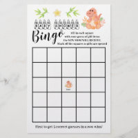 Dinosaur Baby Shower Bingo Game Card Flyer