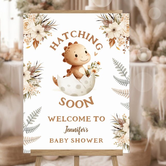 Dinosaur Baby Shower Boho Cute Dino Welcome Sign (Creator Uploaded)