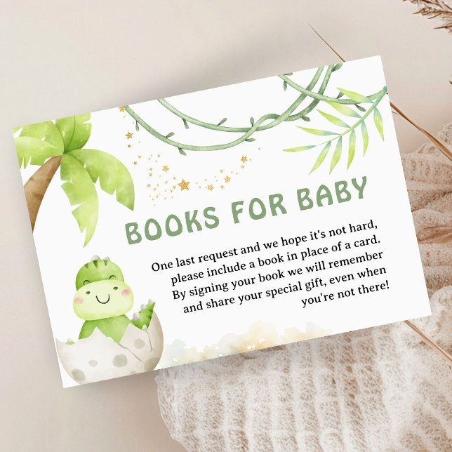 Dinosaur Baby Shower Book For Baby Enclosure Card (Creator Uploaded)
