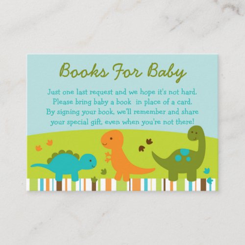 Dinosaur Baby Shower Book Request Cards