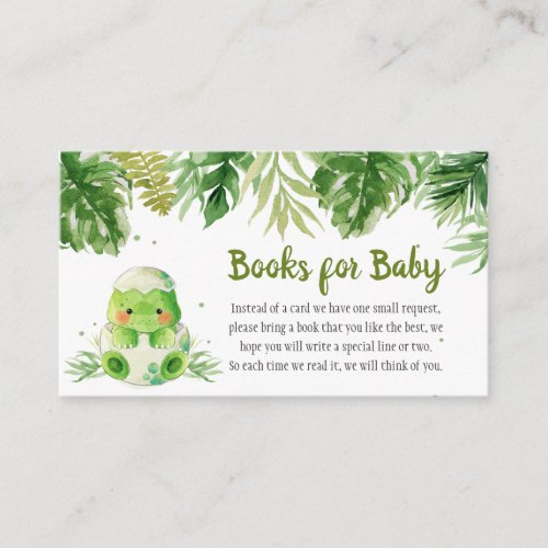 Dinosaur Baby Shower Books for Baby Enclosure Card