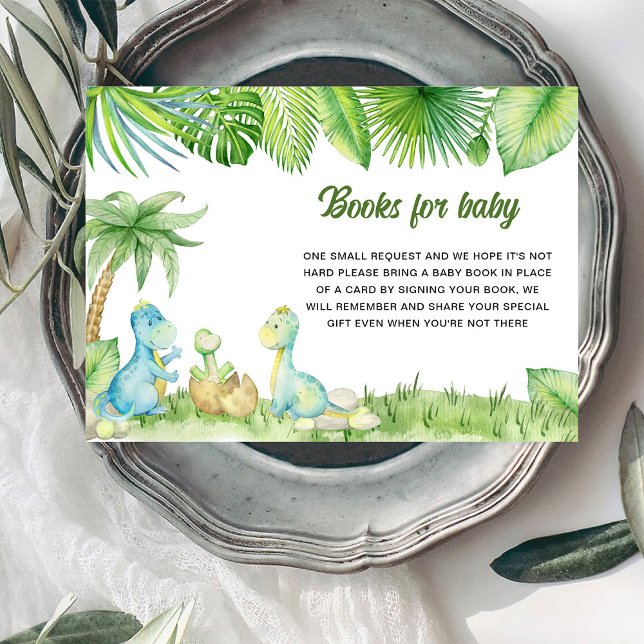 Dinosaur Baby Shower Books for baby Enclosure Card (Creator Uploaded)