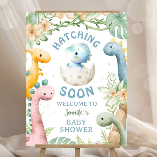 Dinosaur Baby Shower Boy Blue Dino Welcome Sign (Creator Uploaded)