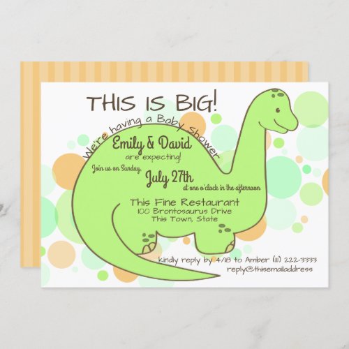 Dinosaur Baby Shower Brontosaurus Invitation