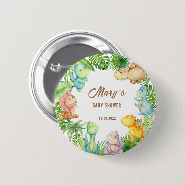Dinosaur Baby Shower Button (Front & Back)