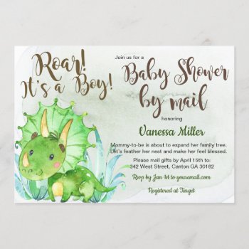 Dinosaur Baby Shower By Mail Invitation by SugSpc_Invitations at Zazzle