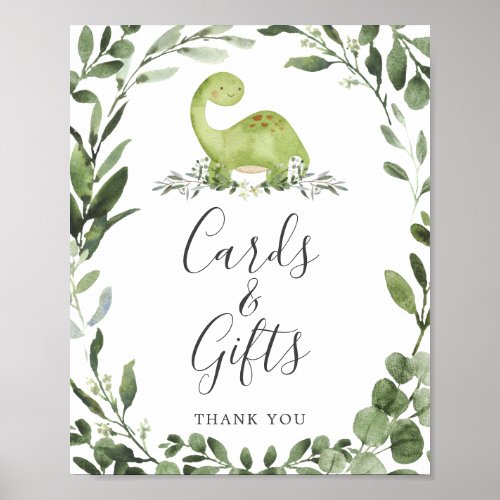 Dinosaur Baby Shower Cards and Gifts Sign