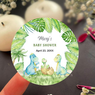 Dinosaur Baby Shower  Classic Round Sticker