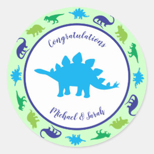 Dinosaur Baby Shower Classic Round Sticker