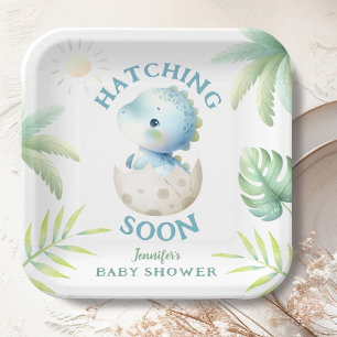 Dinosaur Baby Shower Cute Dino Boy  Paper Plates