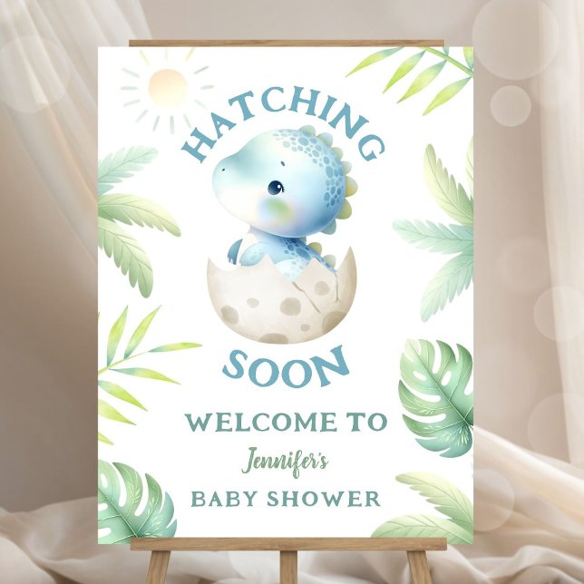 Dinosaur Baby Shower Cute Dino Boy Welcome Sign (Creator Uploaded)