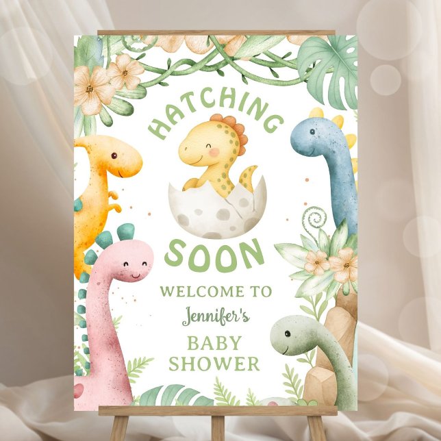 Dinosaur Baby Shower Cute Dino Welcome Sign (Creator Uploaded)