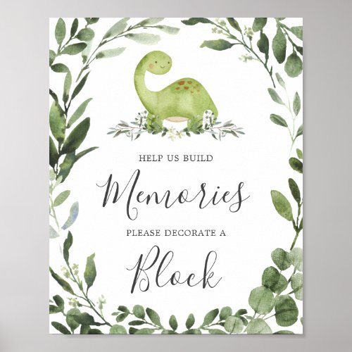 Dinosaur Baby Shower Decorate A Block Sign