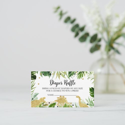 Dinosaur Baby Shower Diaper Raffle Business Card